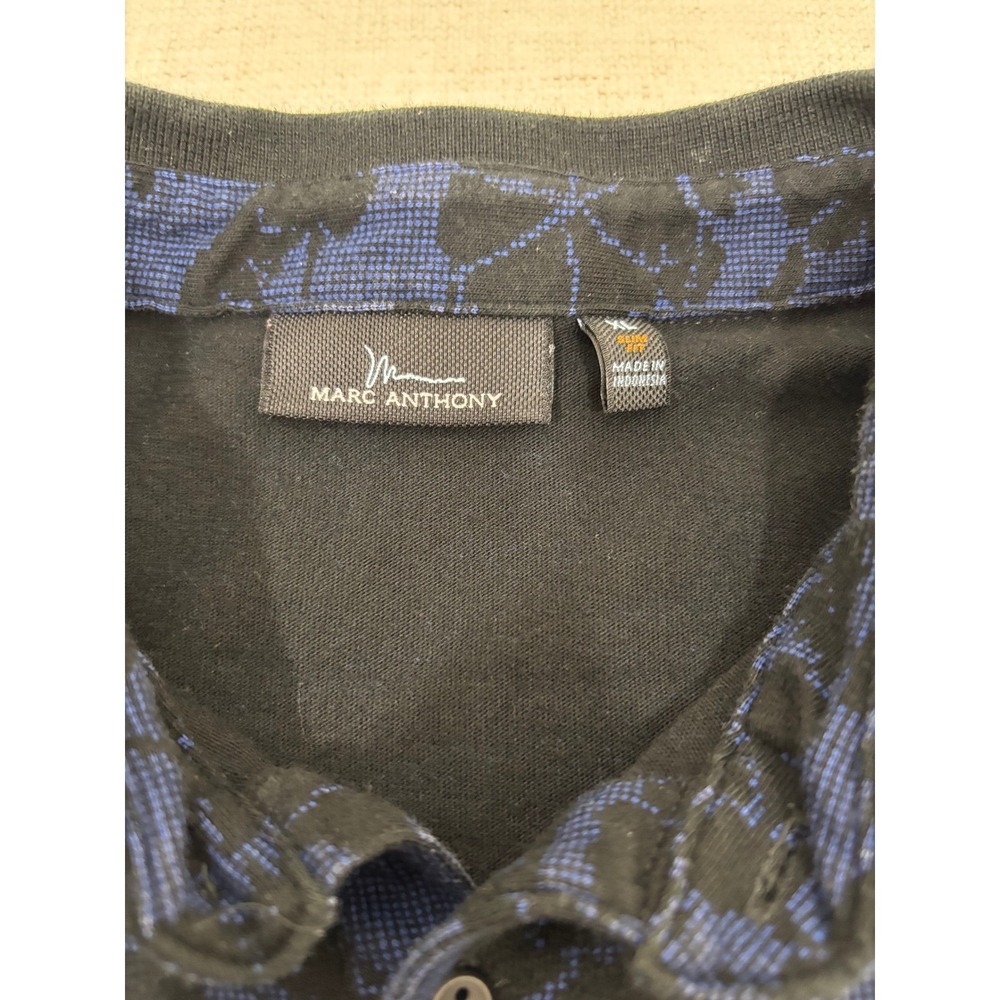 Marc Anthony Polo Shirt Mens XL Blue Excellent Floral Slim Fit Short Sleeve 0004 - Picture 3 of 6